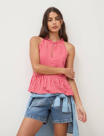 Top droit sans manches rouge femme