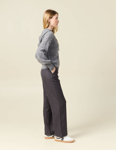 Gilet manches longues capuche gris clair femme