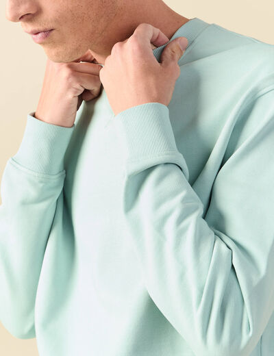 Sweat manches longues en coton bleu gris homme