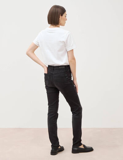 Jeans slim taille haute denim noir femme