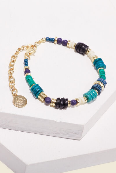 Bracelet avec perles bleu marine femme
