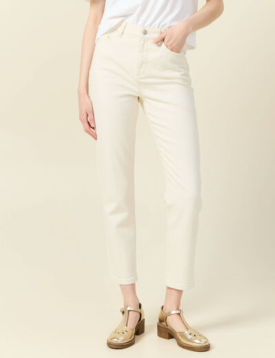 Jeans mom 7/8&egrave;me ecru femme