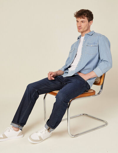 Jeans regular 5 poches denim brut homme