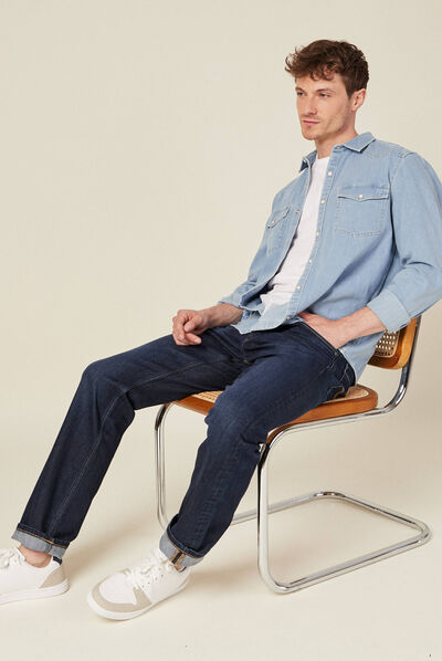 Jeans regular 5 poches denim brut homme