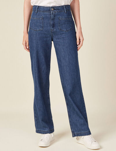 Jeans jambe large denim brut femme