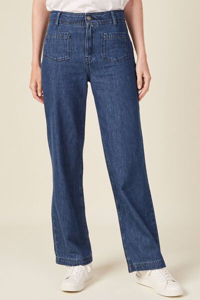 Jeans jambe large denim brut femme