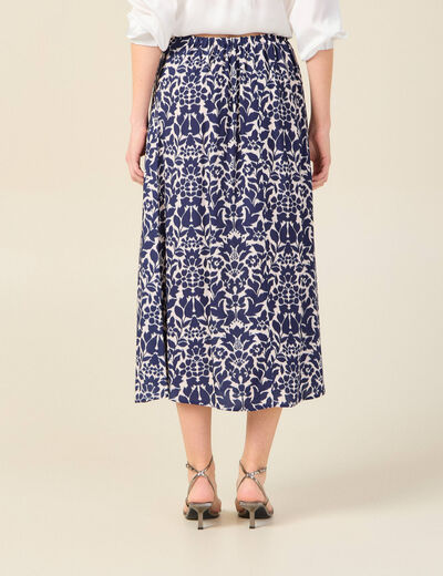 Jupe longue portefeuille bleu marine femme