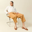 Pantalon barrel cargo taille standard jaune moutarde femme