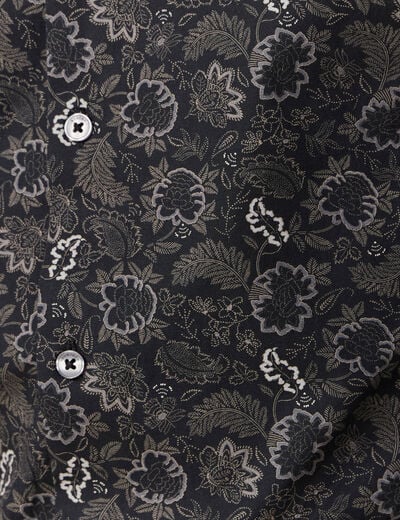 Chemise cintr&eacute;e en coton manches longues noir homme
