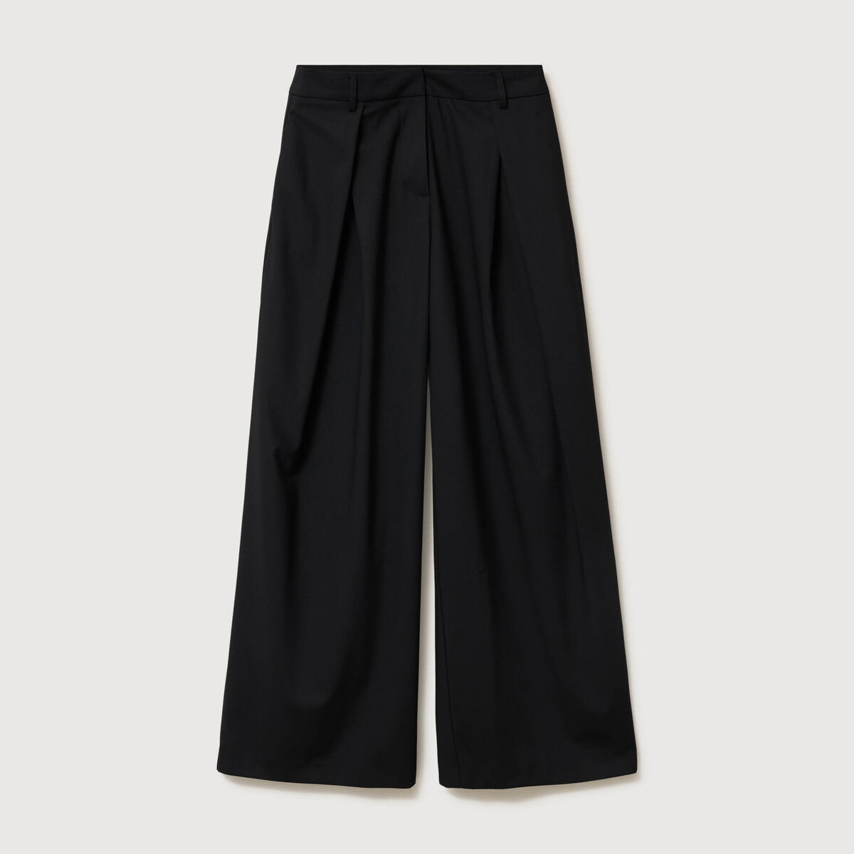 Pantalon large taille standard noir femme