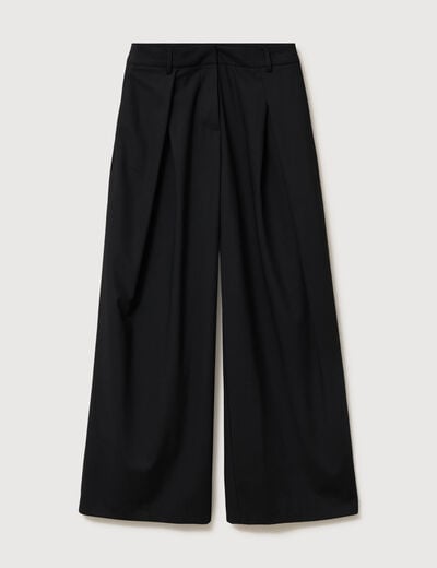 Pantalon large taille standard noir femme