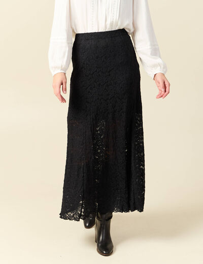 Jupe longue &eacute;vas&eacute;e doubl&eacute;e noir femme