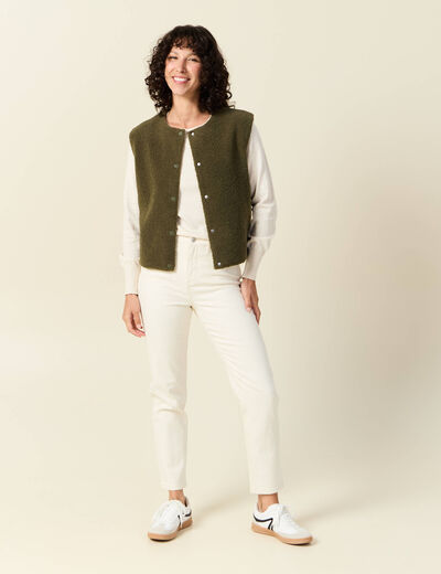 Pull manches longues creme femme
