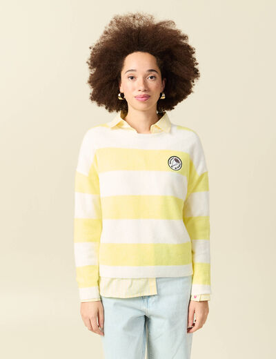 Pull col rond Atelier Beguin x Bonobo jaune femme