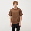 T-shirt droit en coton col ras du cou taupe homme