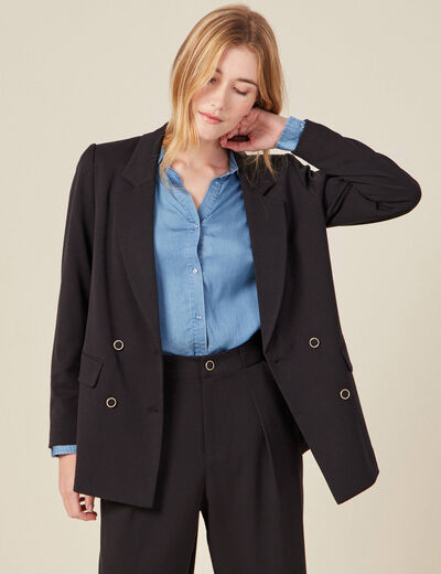 Veste blazer double boutonnage noir femme