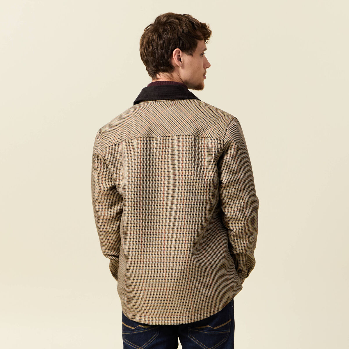 Veste oversize courte manches longues beige homme