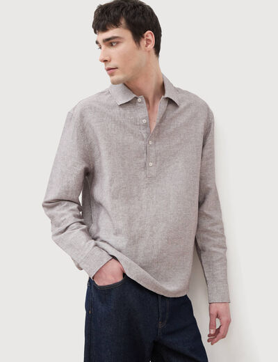 Col vareuse boyfriend manches longues marron fonc&eacute; homme