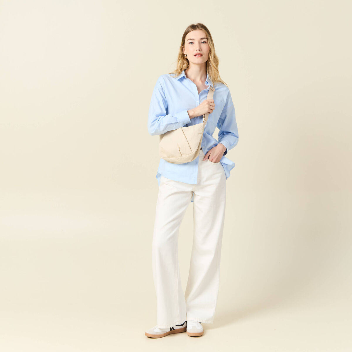 Chemise manches longues bleu ciel femme