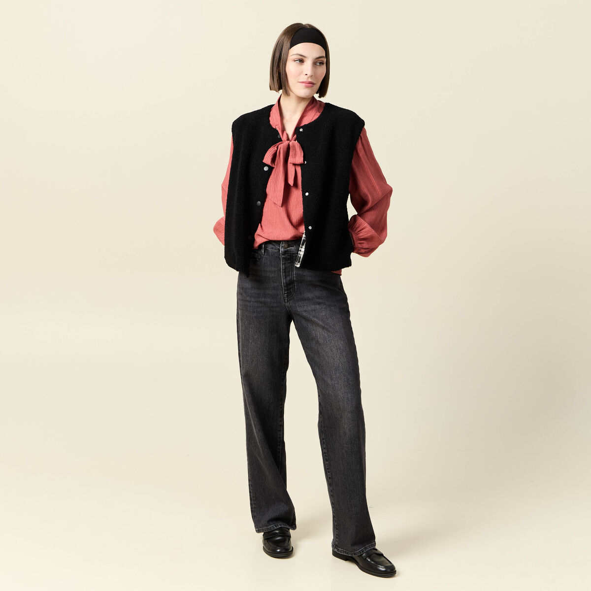 Gilet sans manches r&eacute;versible noir femme