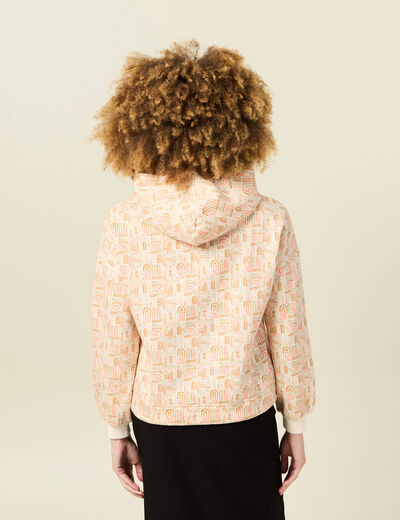 Sweat à capuche orange corail femme