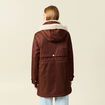 Parka droite &agrave; capuche marron fonc&eacute; femme