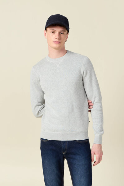 Pull manches longues gris homme