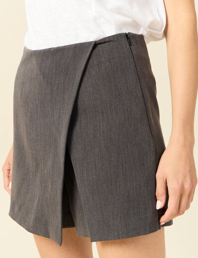 Jupe-short taille haute gris femme