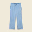 Jeans taille &eacute;lastique coupe droite denim bleach femme