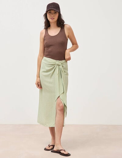 Jupe taille haute fluide vert menthe femme