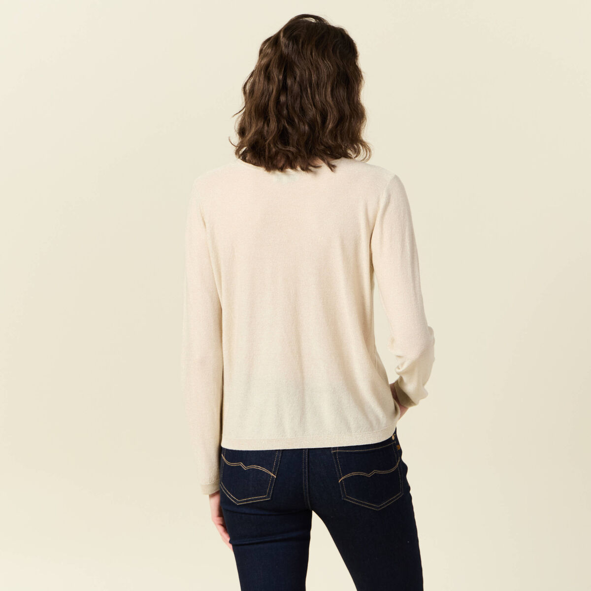 Pull manches longues ecru femme