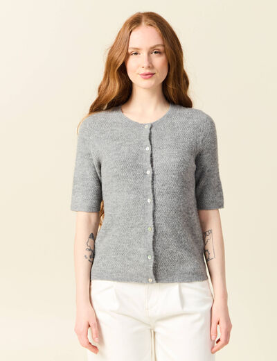 Gilet manches courtes gris clair femme
