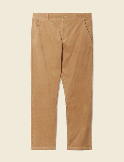Pantalon chino tapered velours beige homme
