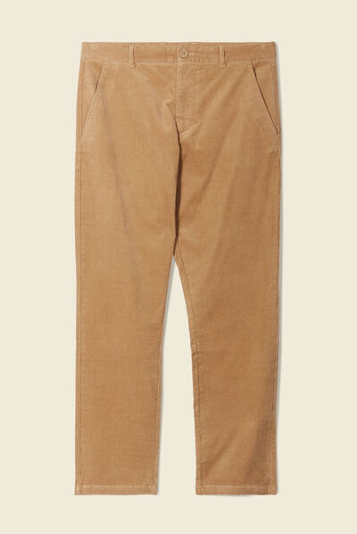 Pantalon chino tapered velours beige homme