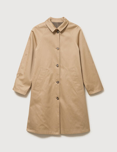 Trench long oversize r&eacute;versible beige femme