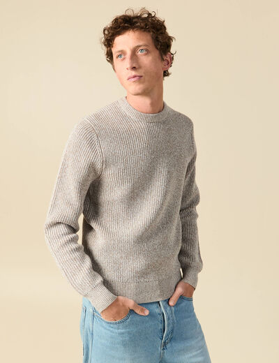 Pull manches longues gris clair homme