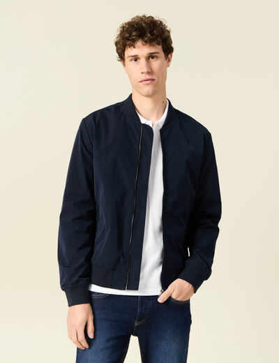 Blouson court manches longues doubl&eacute; bleu marine homme