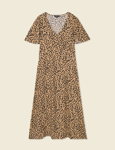 Robe longue éco-responsable marron clair femme