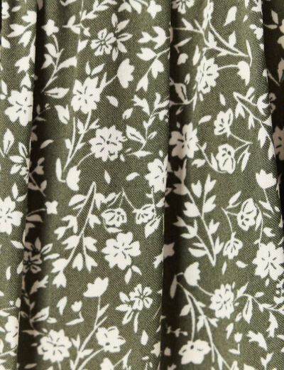 Robe évasée manches courtes vert kaki femme