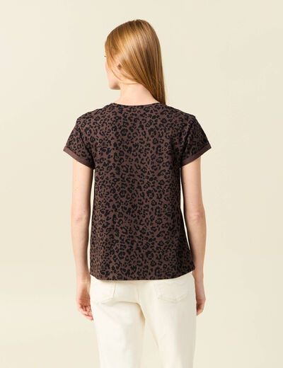 T-shirt manches courtes marron foncé femme
