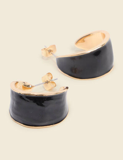 Boucles d'oreilles anneaux larges noir femme