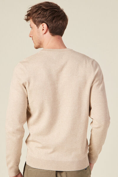 Pull manches longues beige homme