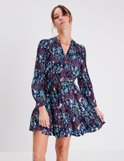 Robe droite ceinturée vert émeraude femme