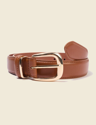 Ceinture fine en cuir marron femme