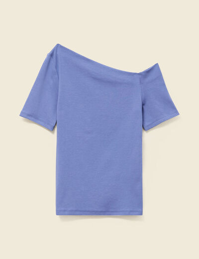 T-shirt asymétrique manches courtes violet femme