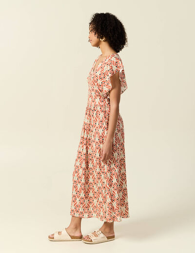 Robe longue droite fluide terracotta femme