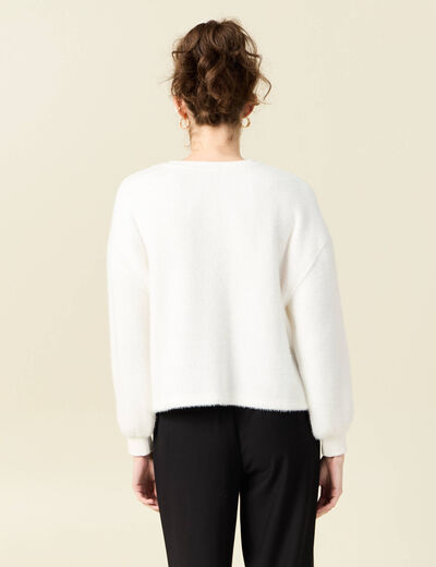 Sweat manches longues ecru femme