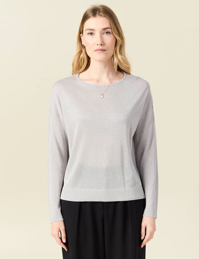 Pull manches longues gris clair femme