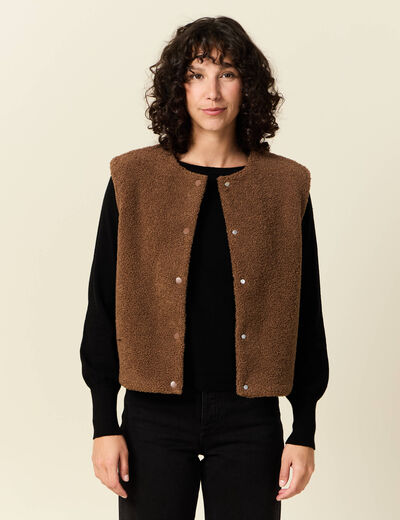 Gilet sans manches réversible camel femme