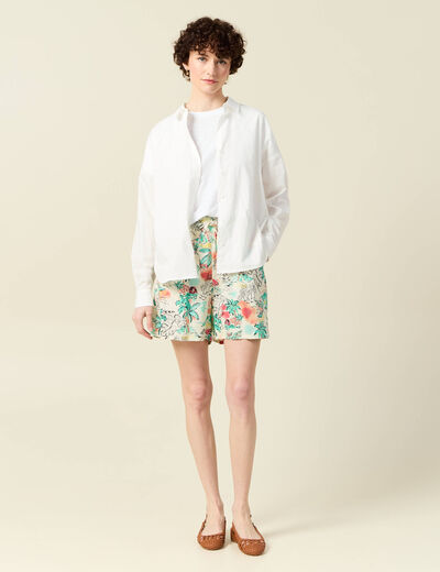 Short droite taille haute blanc femme